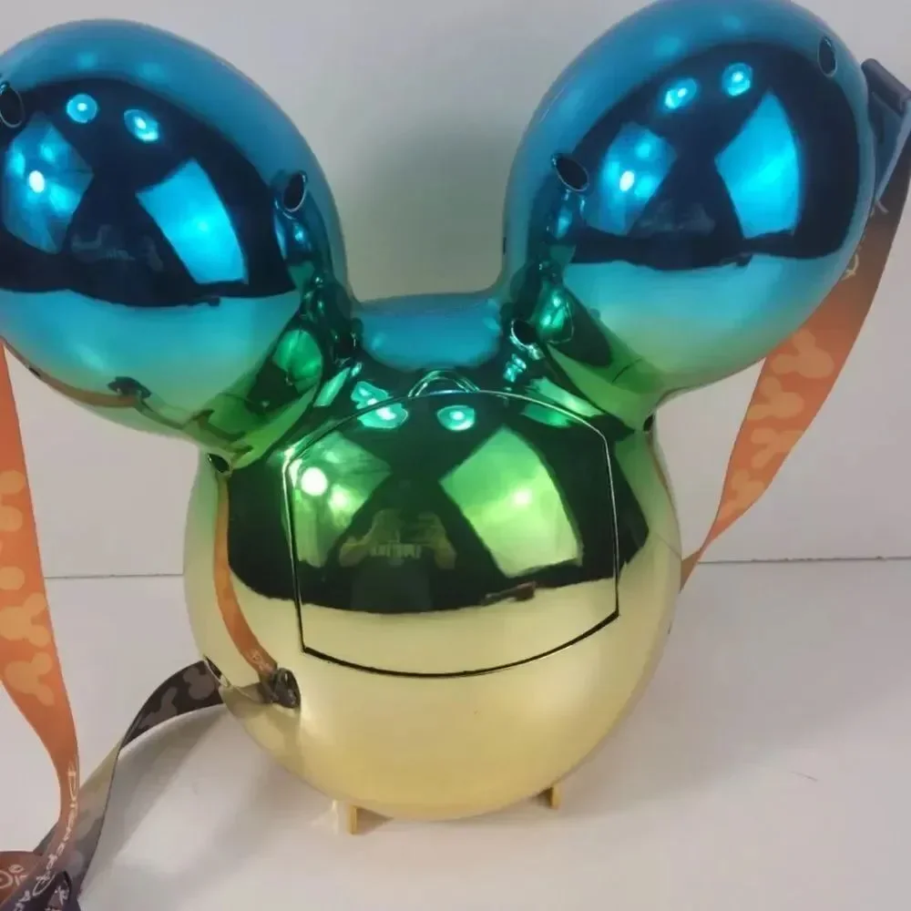 NEW! Disney Balloon Mickey-head Popcorn Bucket Metallic Blue, Green Gold Ombre